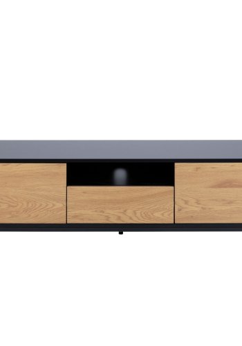 ACT NORDIC Seaford TV-bord - natur papir vildeg og sort MDF/metal, m. 2 lger og 1 skuffe