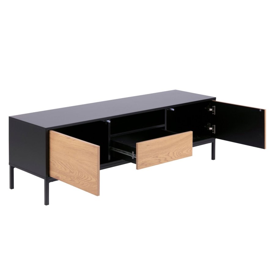 ACT NORDIC Seaford TV-bord - natur papir vildeg og sort MDF/metal, m. 2 lger og 1 skuffe