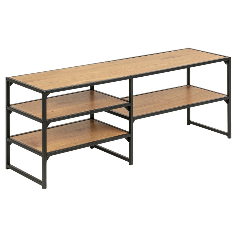 ACT NORDIC Seaford TV-bord - natur/sort papir vildeg/metal, m. 3 hylder