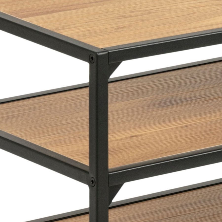 ACT NORDIC Seaford TV-bord - natur/sort papir vildeg/metal, m. 3 hylder