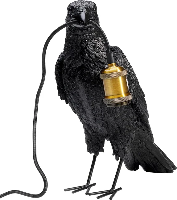 KARE DESIGN Animal Crow bordlampe - mat sort polyresin og kobber aluminium