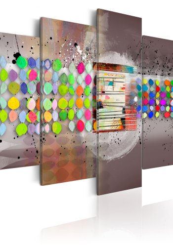 ARTGEIST - Abstrakt billede med prikker i mange farver trykt p lrred - Flere strrelser