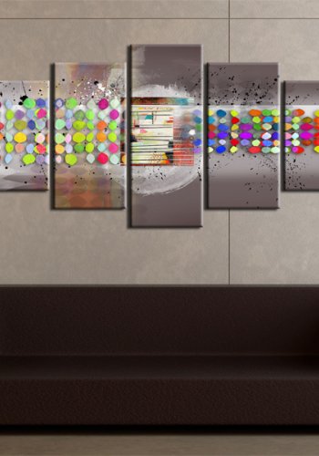 ARTGEIST - Abstrakt billede med prikker i mange farver trykt p lrred - Flere strrelser