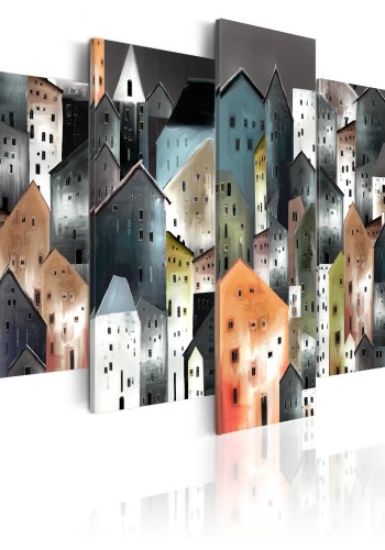 ARTGEIST 6th District - Abstrakt billede af huse trykt p lrred - Flere strrelser