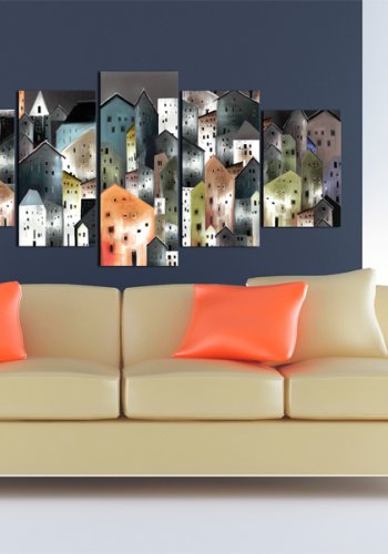 ARTGEIST 6th District - Abstrakt billede af huse trykt p lrred - Flere strrelser