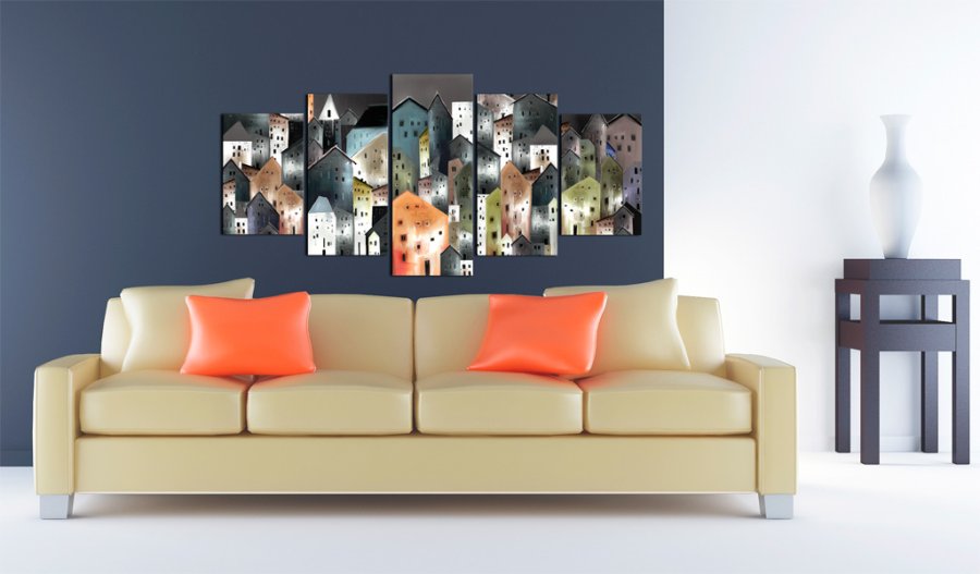 ARTGEIST 6th District - Abstrakt billede af huse trykt p lrred - Flere strrelser