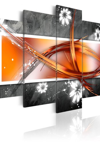 ARTGEIST Flowers and abstract - Abstrakt billede med blomster trykt p lrred - Flere strrelser