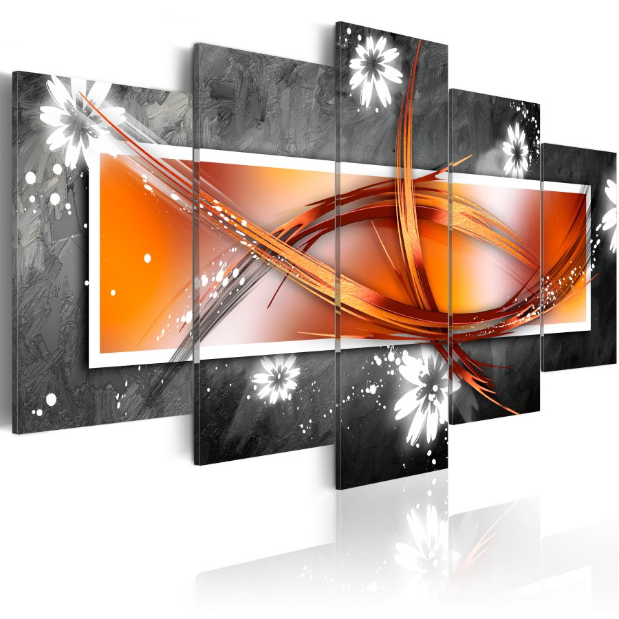 ARTGEIST Flowers and abstract - Abstrakt billede med blomster trykt p lrred - Flere strrelser