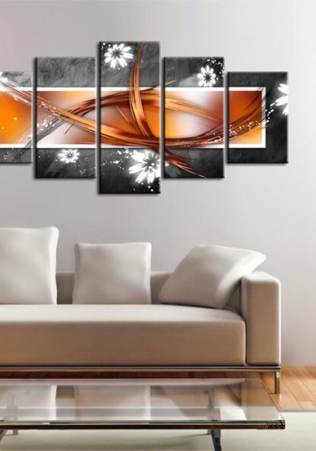 ARTGEIST Flowers and abstract - Abstrakt billede med blomster trykt p lrred - Flere strrelser