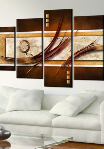 ARTGEIST Iridescent brown - Abstrakt billede med brune strg trykt p lrred - Flere strrelser