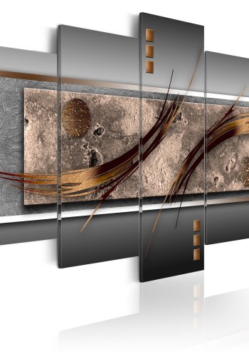 ARTGEIST Modern chic - Abstrakt billede med bronze strg trykt p lrred - Flere strrelser