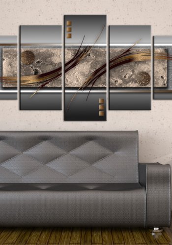 ARTGEIST Modern chic - Abstrakt billede med bronze strg trykt p lrred - Flere strrelser