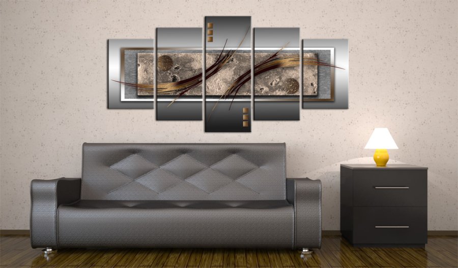 ARTGEIST Modern chic - Abstrakt billede med bronze strg trykt p lrred - Flere strrelser
