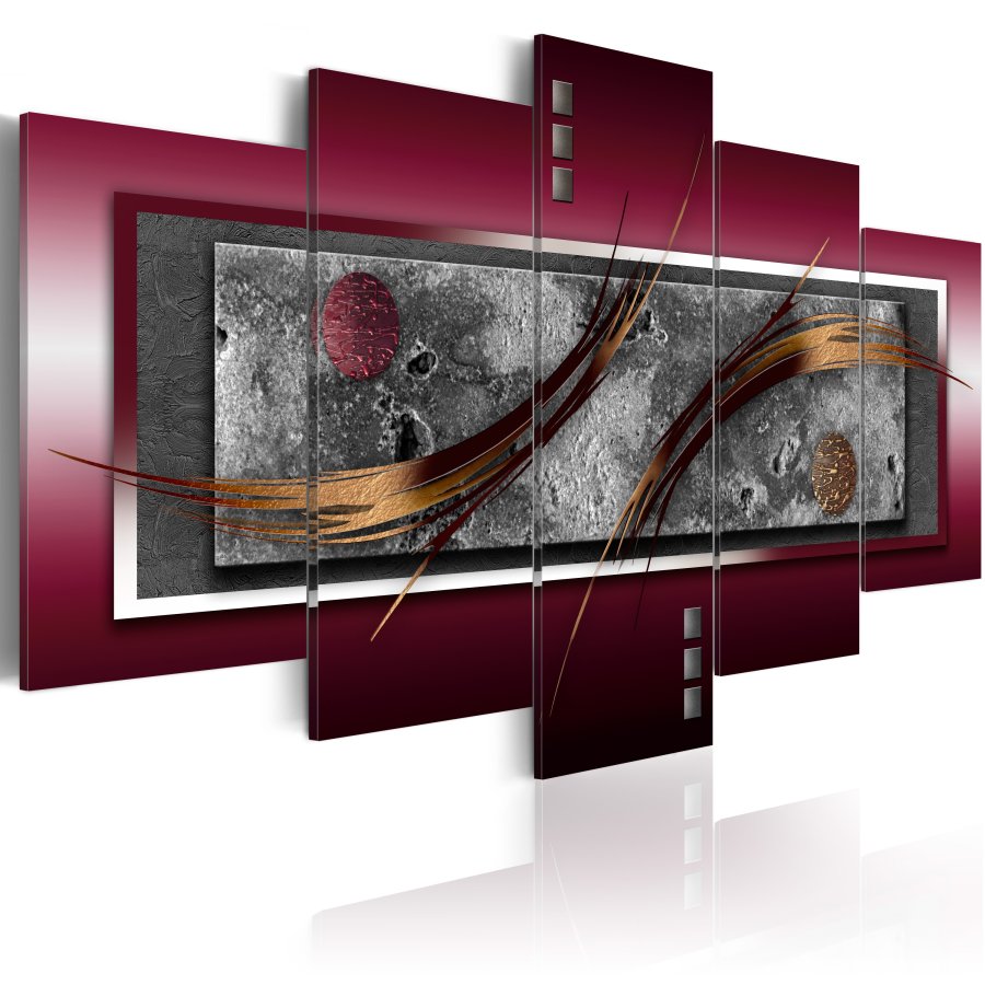 ARTGEIST Burgundy elegance - Abstrakt billede bronze strg trykt p lrred - Flere strrelser