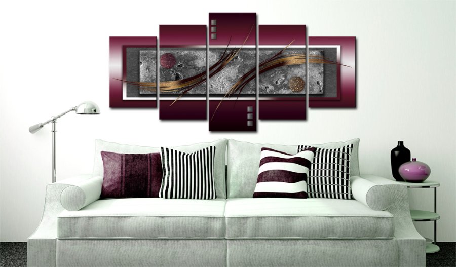 ARTGEIST Burgundy elegance - Abstrakt billede bronze strg trykt p lrred - Flere strrelser