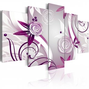 ARTGEIST Violet roses - Abstrakt billede med violette roser trykt p lrred - Flere strrelser