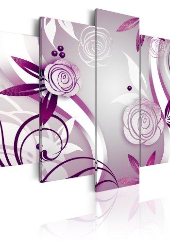 ARTGEIST Violet roses - Abstrakt billede med violette roser trykt p lrred - Flere strrelser