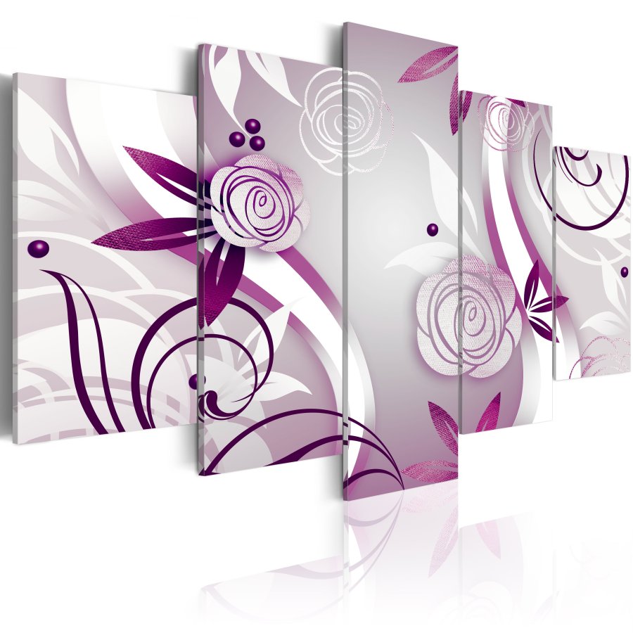 ARTGEIST Violet roses - Abstrakt billede med violette roser trykt p lrred - Flere strrelser