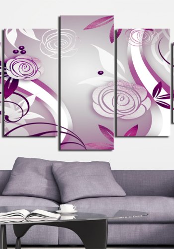 ARTGEIST Violet roses - Abstrakt billede med violette roser trykt p lrred - Flere strrelser