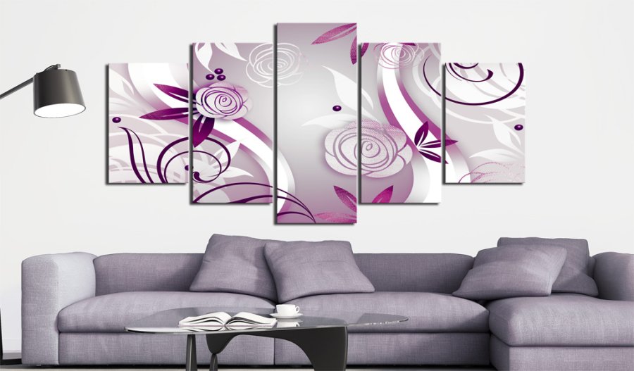 ARTGEIST Violet roses - Abstrakt billede med violette roser trykt p lrred - Flere strrelser