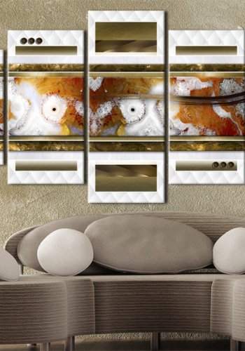 ARTGEIST A sprinkling of snow - Abstrakt billede med guld trykt p lrred - Flere strrelser