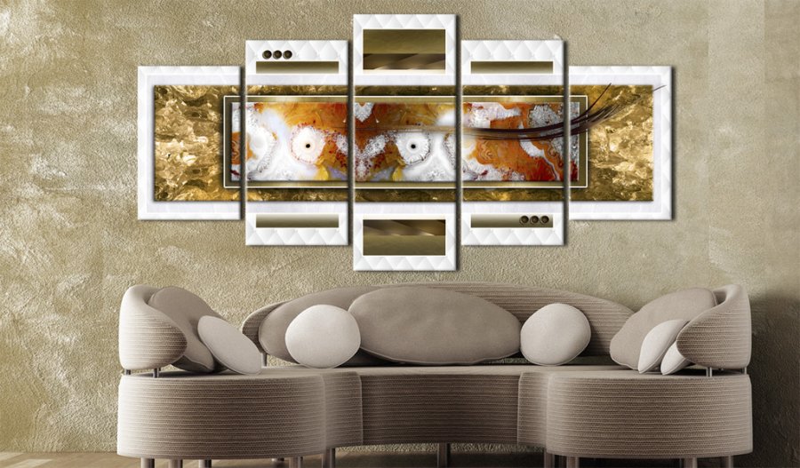 ARTGEIST A sprinkling of snow - Abstrakt billede med guld trykt p lrred - Flere strrelser