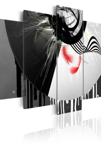 ARTGEIST Metal with red accents - Abstrakt billede i sort/hvid trykt p lrred - Flere strrelser