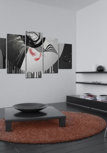 ARTGEIST Metal with red accents - Abstrakt billede i sort/hvid trykt p lrred - Flere strrelser