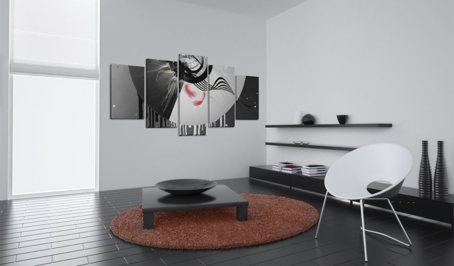 ARTGEIST Metal with red accents - Abstrakt billede i sort/hvid trykt p lrred - Flere strrelser