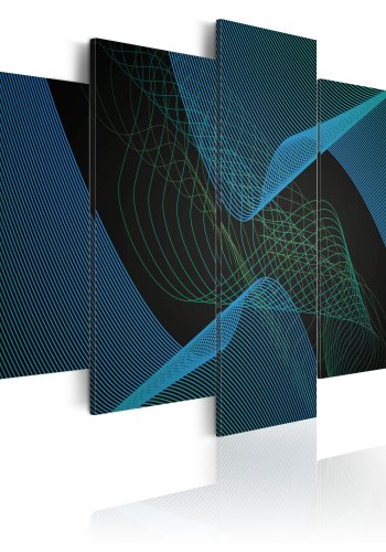 ARTGEIST Dark abstraction - Abstrakt billede med bl streger trykt p lrred - Flere strrelser