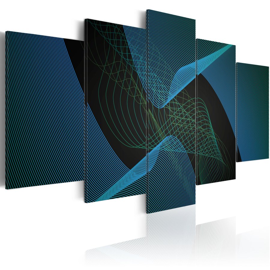 ARTGEIST Dark abstraction - Abstrakt billede med bl streger trykt p lrred - Flere strrelser