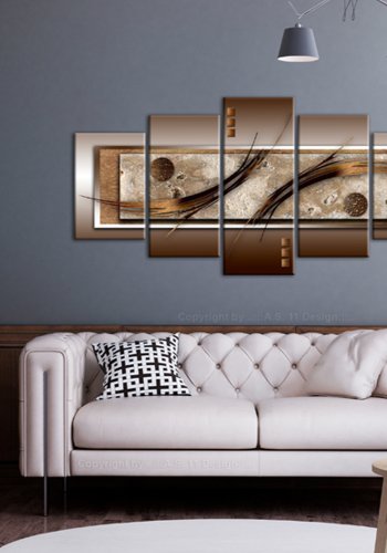 ARTGEIST Delicate shapes - Abstrakt billede med bronze strg trykt p lrred - Flere strrelser