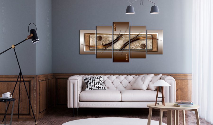 ARTGEIST Delicate shapes - Abstrakt billede med bronze strg trykt p lrred - Flere strrelser