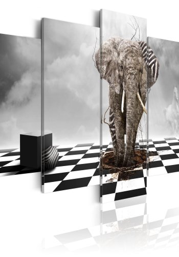 ARTGEIST Getaway from Afrika - Abstrakt billede med elefant trykt p lrred - Flere strrelser