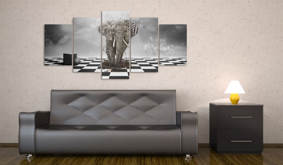 ARTGEIST Getaway from Afrika - Abstrakt billede med elefant trykt p lrred - Flere strrelser