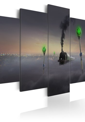 ARTGEIST Steam locomotive - Billede af damplokomotiv i skyerne trykt p lrred - Flere strrelser