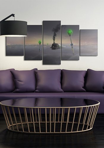 ARTGEIST Steam locomotive - Billede af damplokomotiv i skyerne trykt p lrred - Flere strrelser