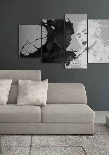 ARTGEIST Love at first sight - Abstrakt billede af mand og dame trykt p lrred - Flere strrelser
