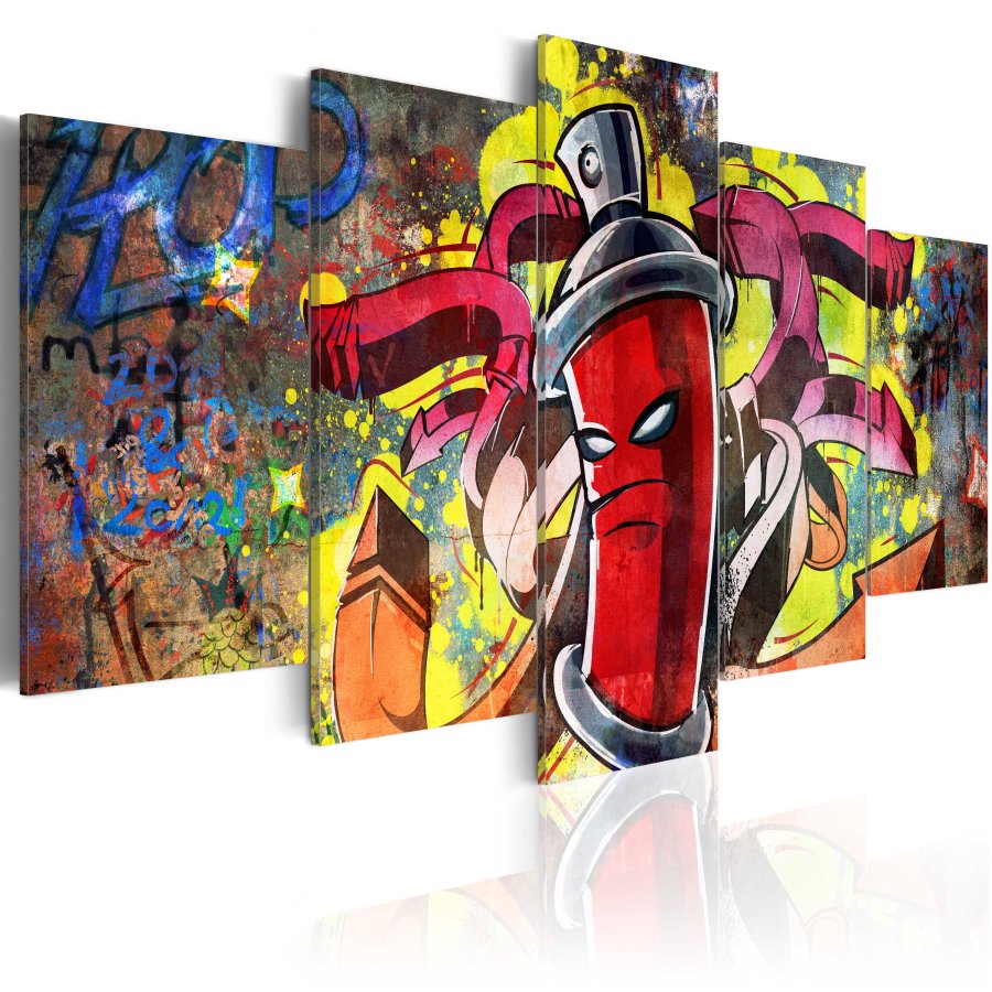ARTGEIST Angry spray can - Street art graffiti billede trykt p lrred - Flere strrelser