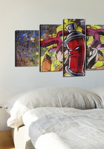 ARTGEIST Angry spray can - Street art graffiti billede trykt p lrred - Flere strrelser