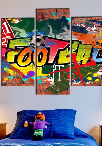 ARTGEIST Soccer - Fodbold-graffiti p mursten trykt p lrred - Flere strrelser