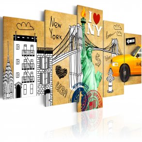 ARTGEIST I love New York City - Tegnet New York billede trykt p lrred - Flere strrelser