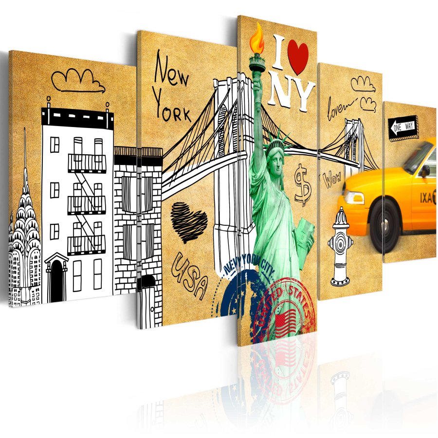 ARTGEIST I love New York City - Tegnet New York billede trykt p lrred - Flere strrelser