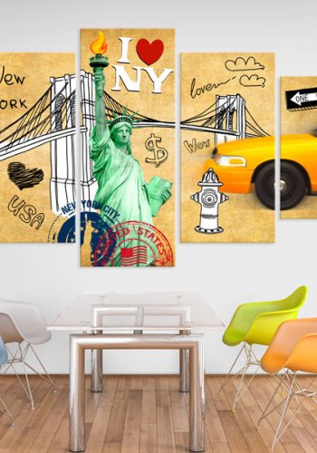 ARTGEIST I love New York City - Tegnet New York billede trykt p lrred - Flere strrelser