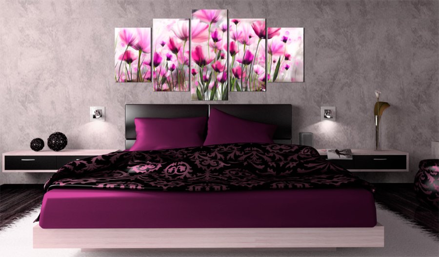 ARTGEIST The secret garden - Billede af magenta blomster trykt p lrred - Flere strrelser