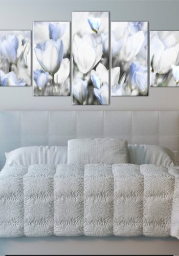 ARTGEIST Garden of hope - Billede af hvide tulipaner trykt p lrred - Flere strrelser