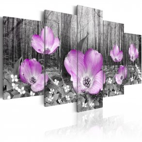 ARTGEIST Woody flora - Billede af magenta blomster trykt p lrred - Flere strrelser