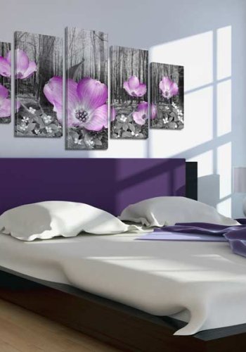 ARTGEIST Woody flora - Billede af magenta blomster trykt p lrred - Flere strrelser