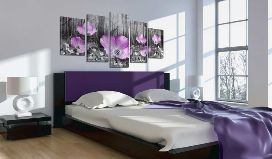 ARTGEIST Woody flora - Billede af magenta blomster trykt p lrred - Flere strrelser