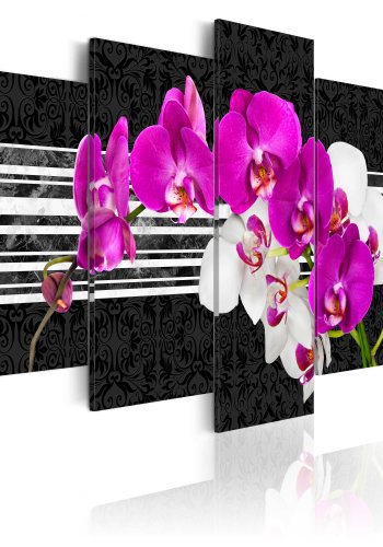 ARTGEIST Modest orchids - Farverigt billede af orkidé trykt p lrred - Flere strrelser